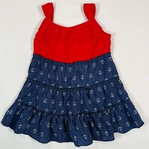 HEALTHTEX Baby Girls' Nautical Anchor Print Ruffle Tiered Americana Sundress 18M